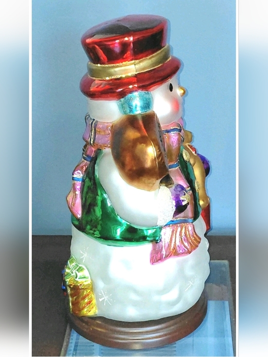 2004 Thomas Pacconi Classics Christmas Glass Snowman Wood Base HandBlown/Painted - Picture 6 of 9